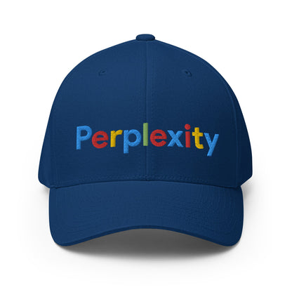 Image of the Perplexity Search Logo Embroidered Closed-Back Baseball Cap Royal Blue / S/M.