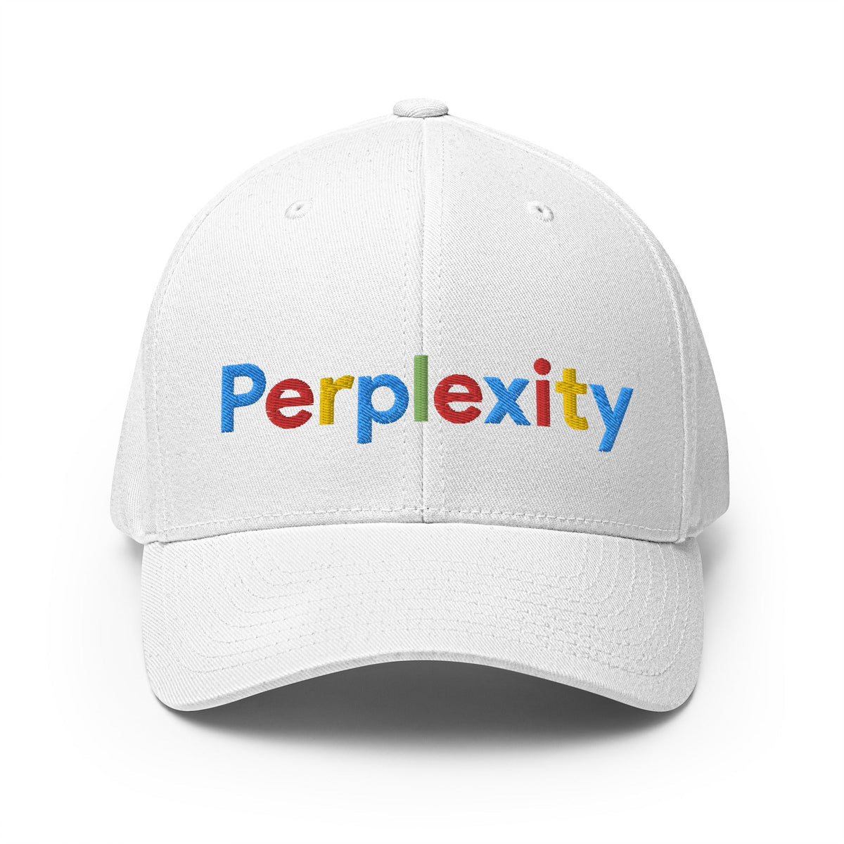 Image of the Perplexity Search Logo Embroidered Closed-Back Baseball Cap White / S/M.