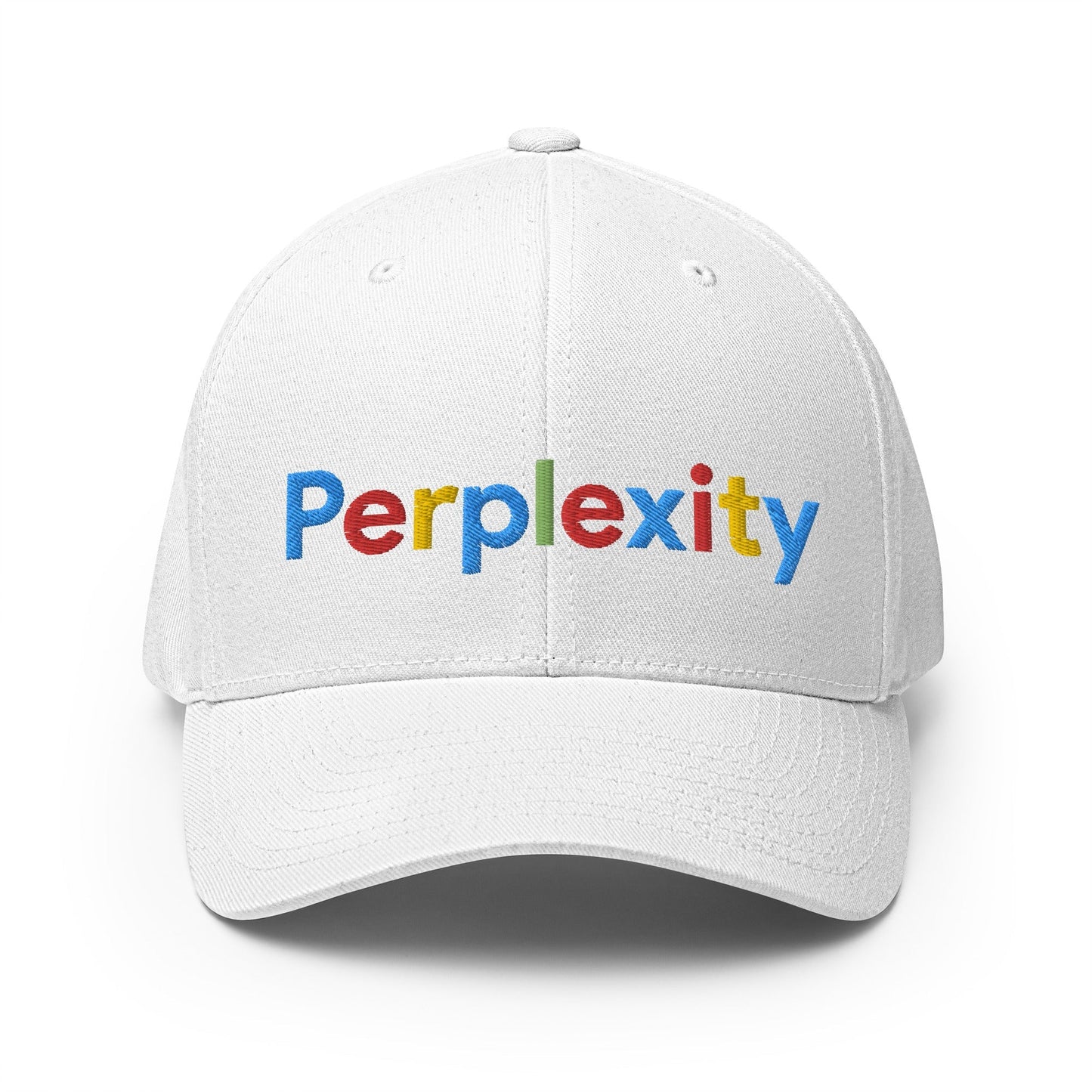 Image of the Perplexity Search Logo Embroidered Closed-Back Baseball Cap White / S/M.