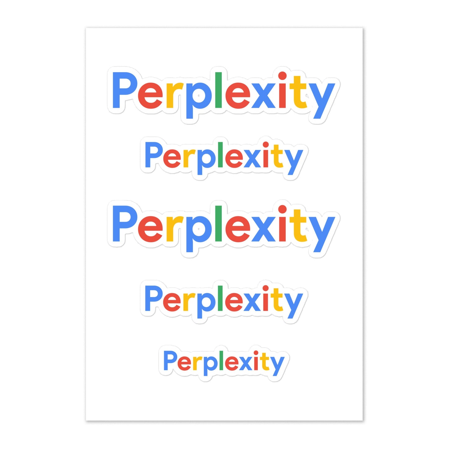 Mockup image of the Perplexity Search Logo Sticker Sheet.