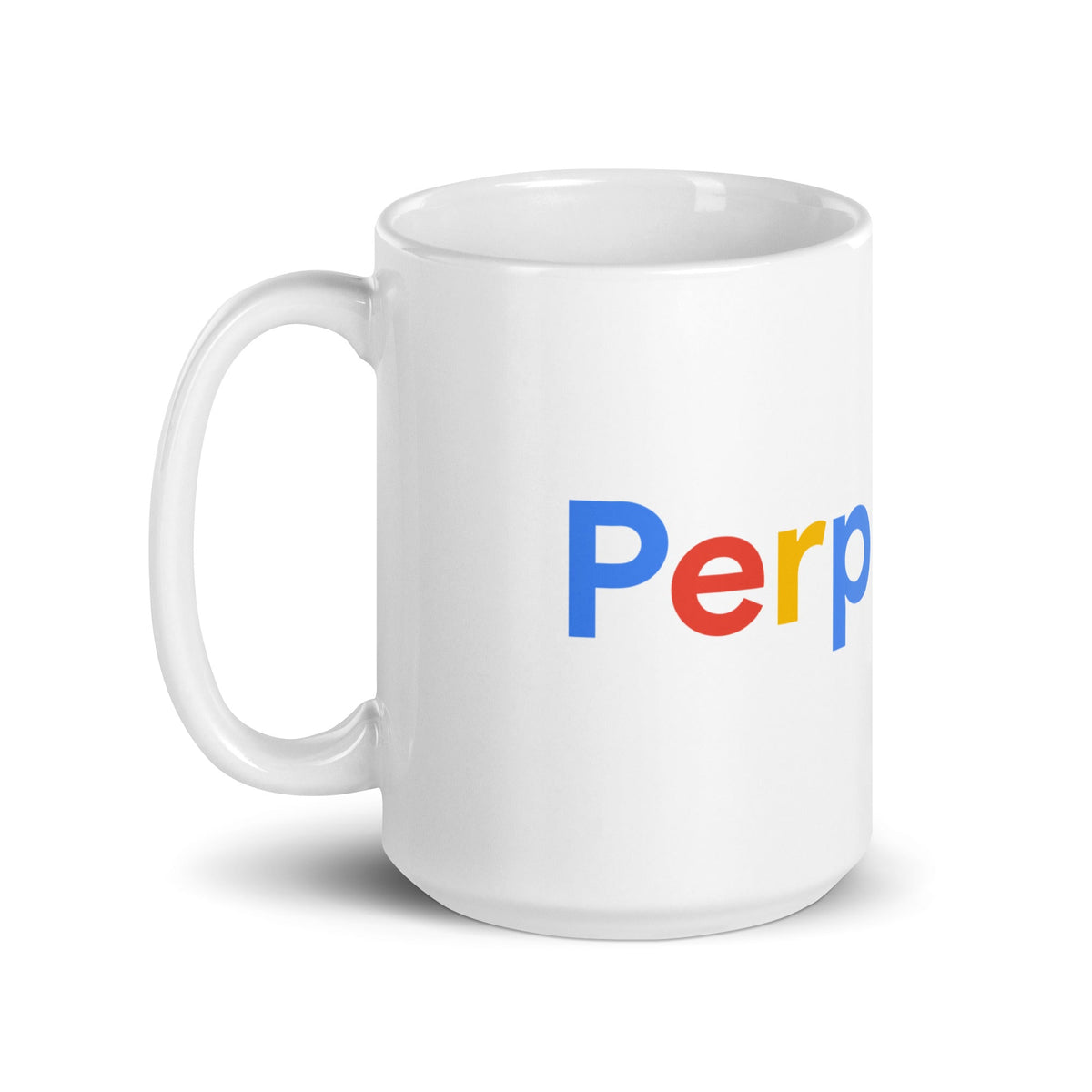 Image of the Perplexity Search Logo White Glossy Mug.