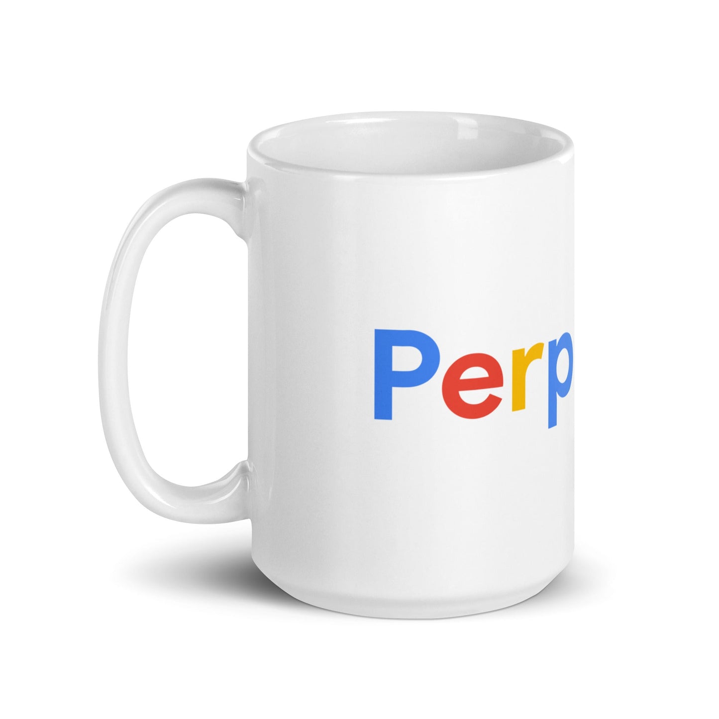 Image of the Perplexity Search Logo White Glossy Mug.