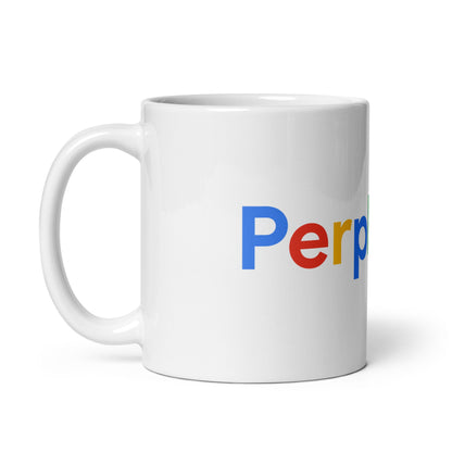Image of the Perplexity Search Logo White Glossy Mug.