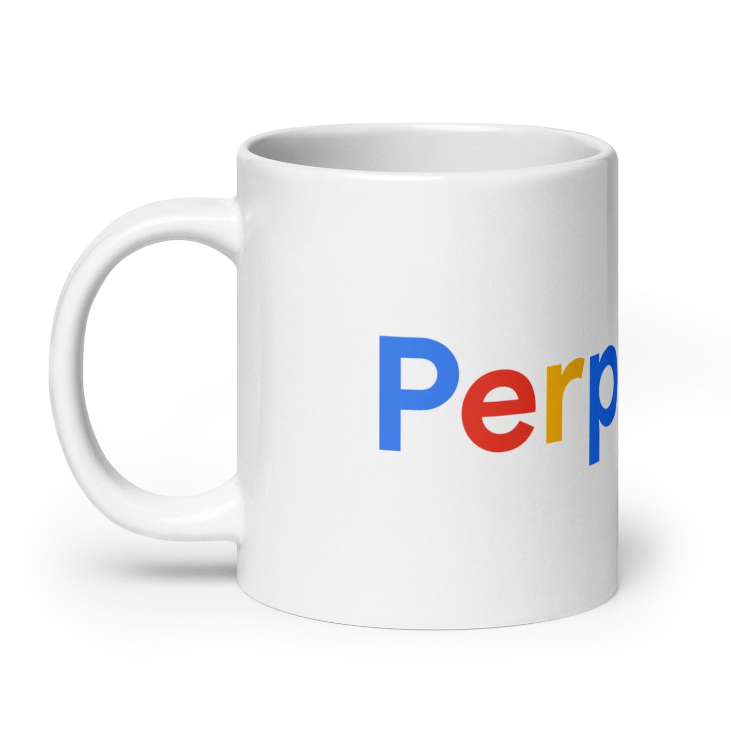 Image of the Perplexity Search Logo White Glossy Mug.