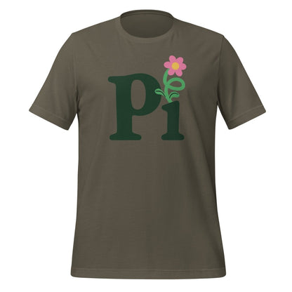 Product mockup photo of the Pi Flower T Shirt (unisex) Army / M.