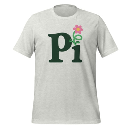 Product mockup photo of the Pi Flower T Shirt (unisex) Ash / M.