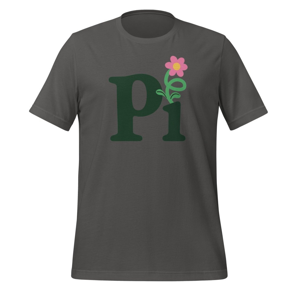 Product mockup photo of the Pi Flower T Shirt (unisex) Asphalt / M.