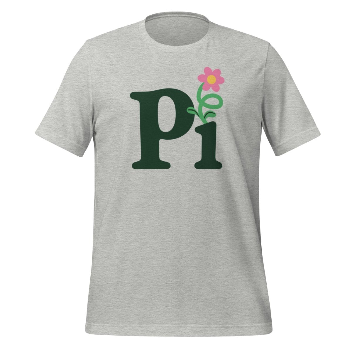 Product mockup photo of the Pi Flower T Shirt (unisex) Athletic Heather / M.