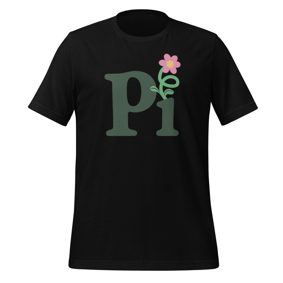 Product mockup photo of the Pi Flower T Shirt (unisex) Black / M.