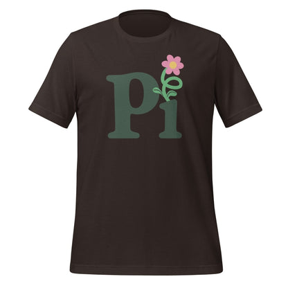 Product mockup photo of the Pi Flower T Shirt (unisex) Brown / M.