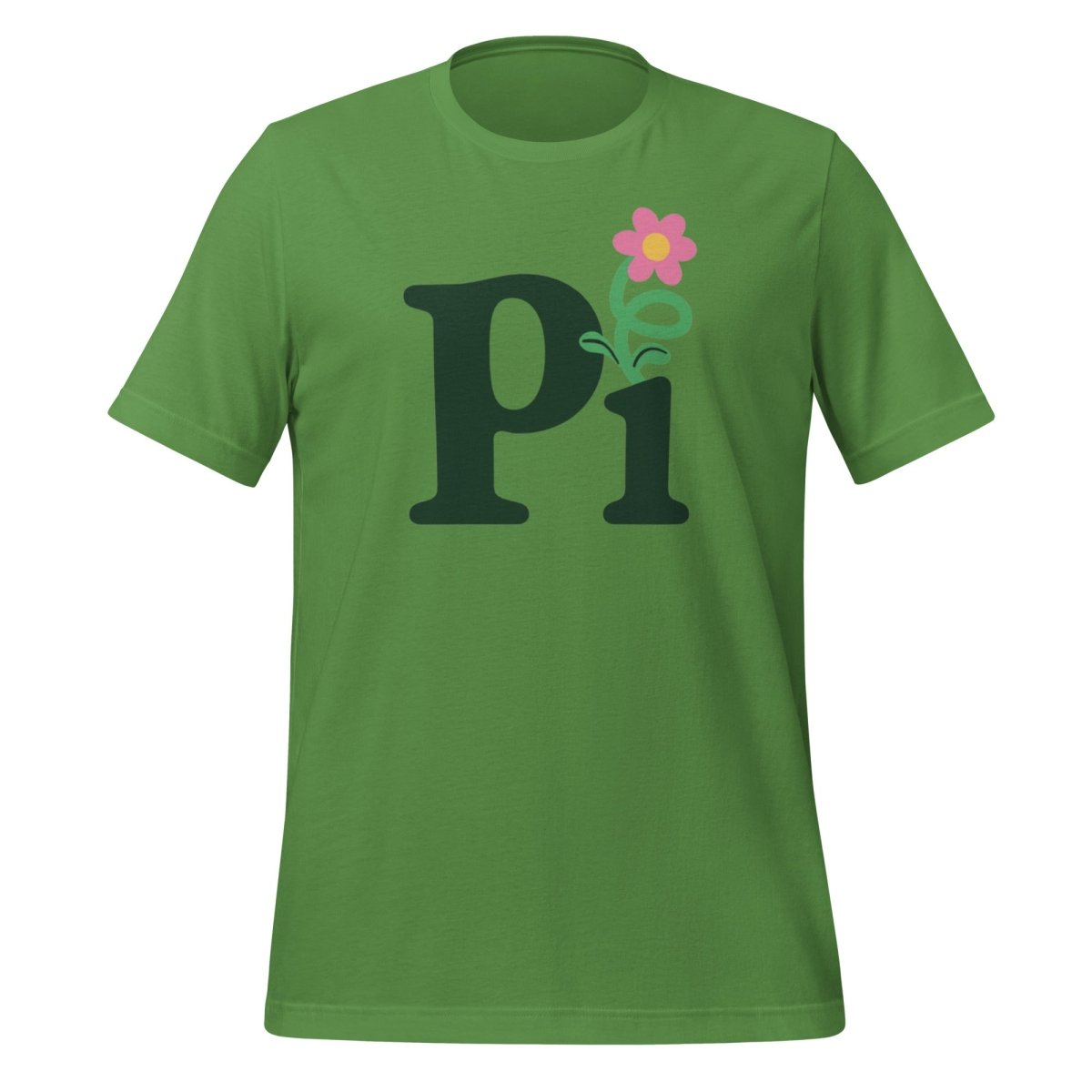 Product mockup photo of the Pi Flower T Shirt (unisex) Leaf / M.