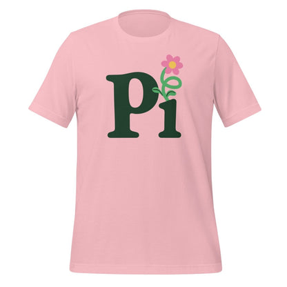 Product mockup photo of the Pi Flower T Shirt (unisex) Pink / M.