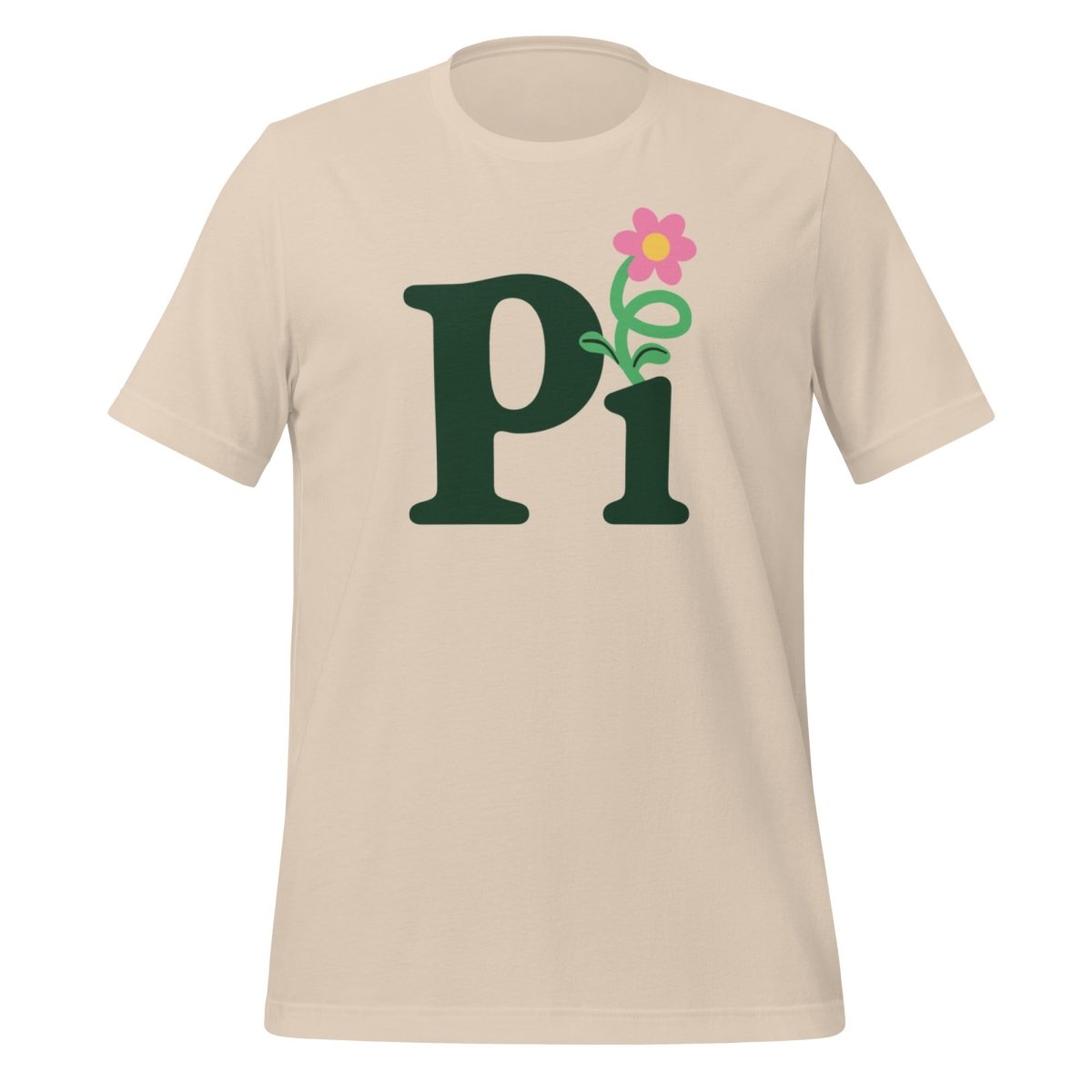 Product mockup photo of the Pi Flower T Shirt (unisex) Soft Cream / M.