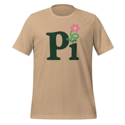 Product mockup photo of the Pi Flower T Shirt (unisex) Tan / M.