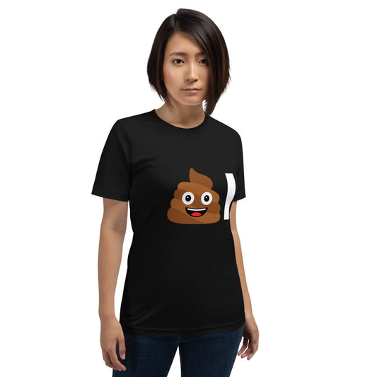 Product mockup photo of the Poop Emoji AI T Shirt (unisex).