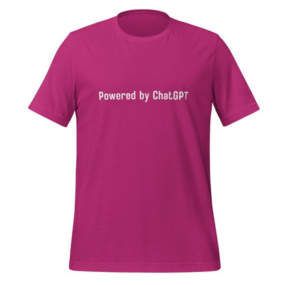 Product mockup photo of the Powered by ChatGPT T Shirt 2 (unisex) Berry / M.