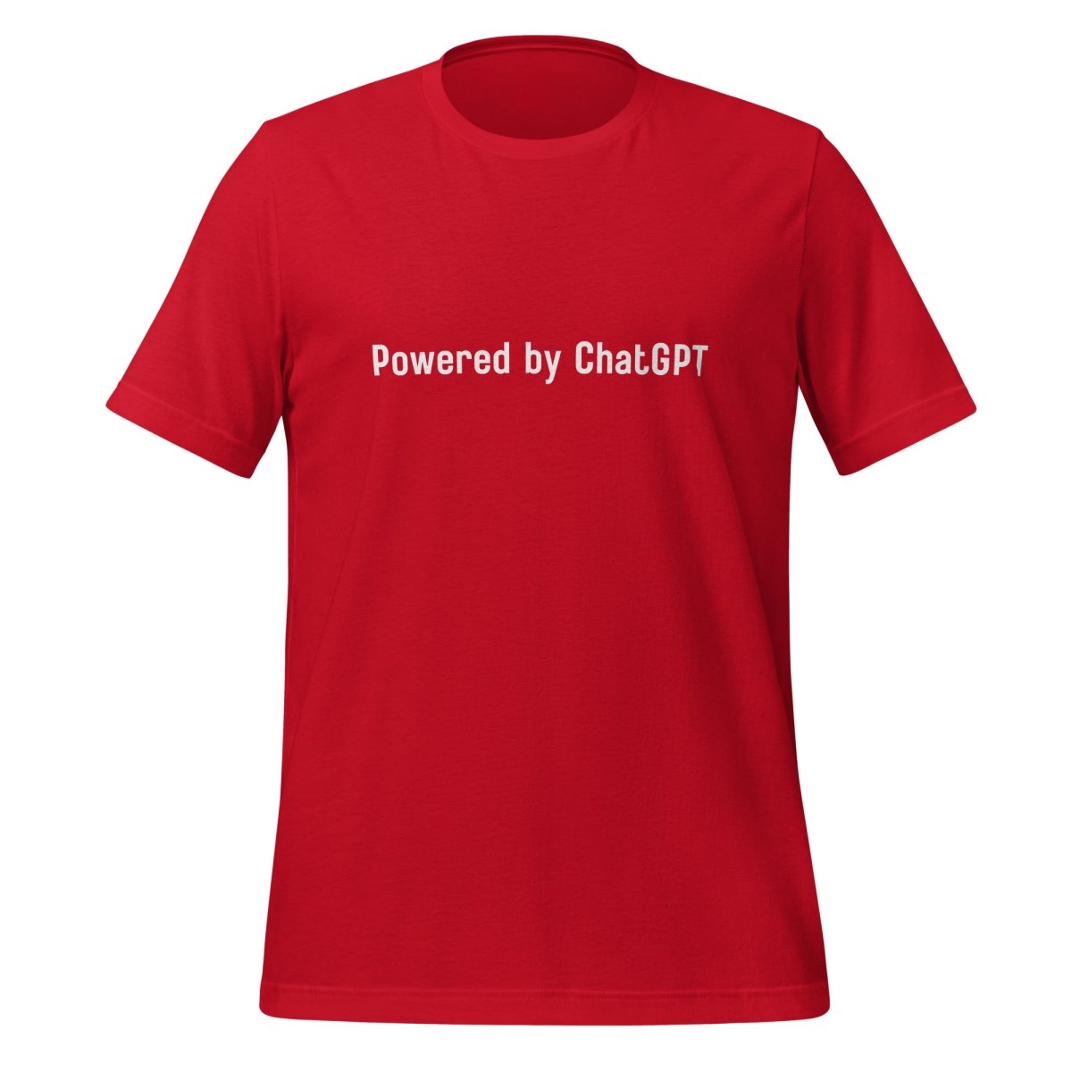 Product mockup photo of the Powered by ChatGPT T Shirt 2 (unisex) Red / M.