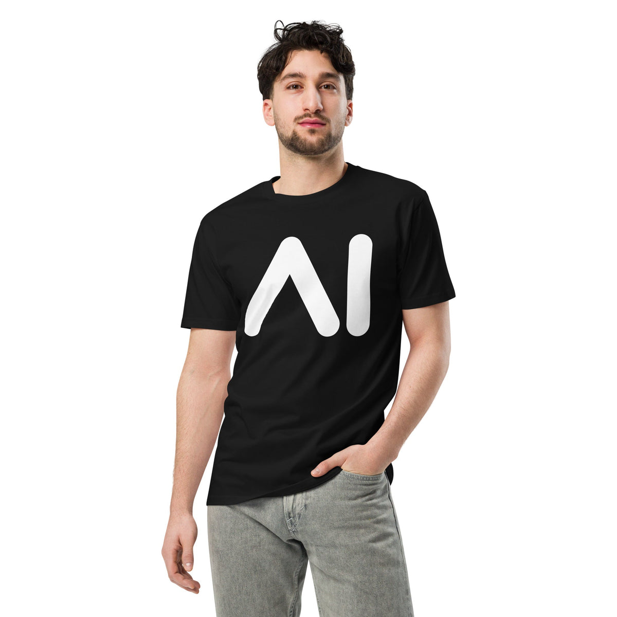 Product mockup photo of the Premium AI Logo T Shirt (unisex).