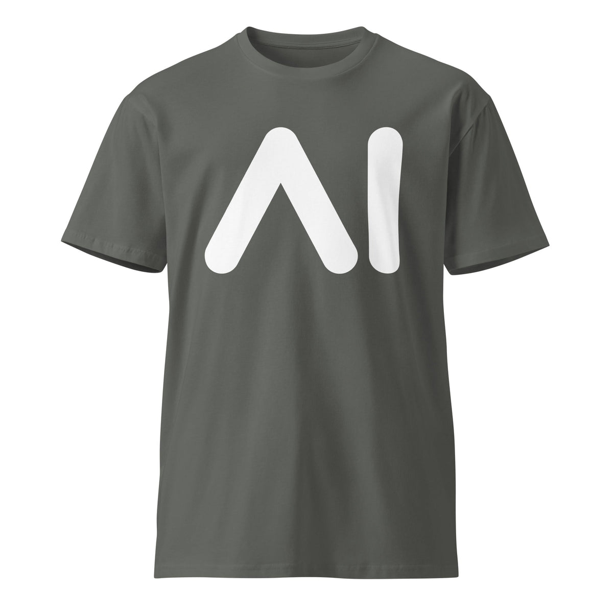 Product mockup photo of the Premium AI Logo T Shirt (unisex) Charcoal / M.