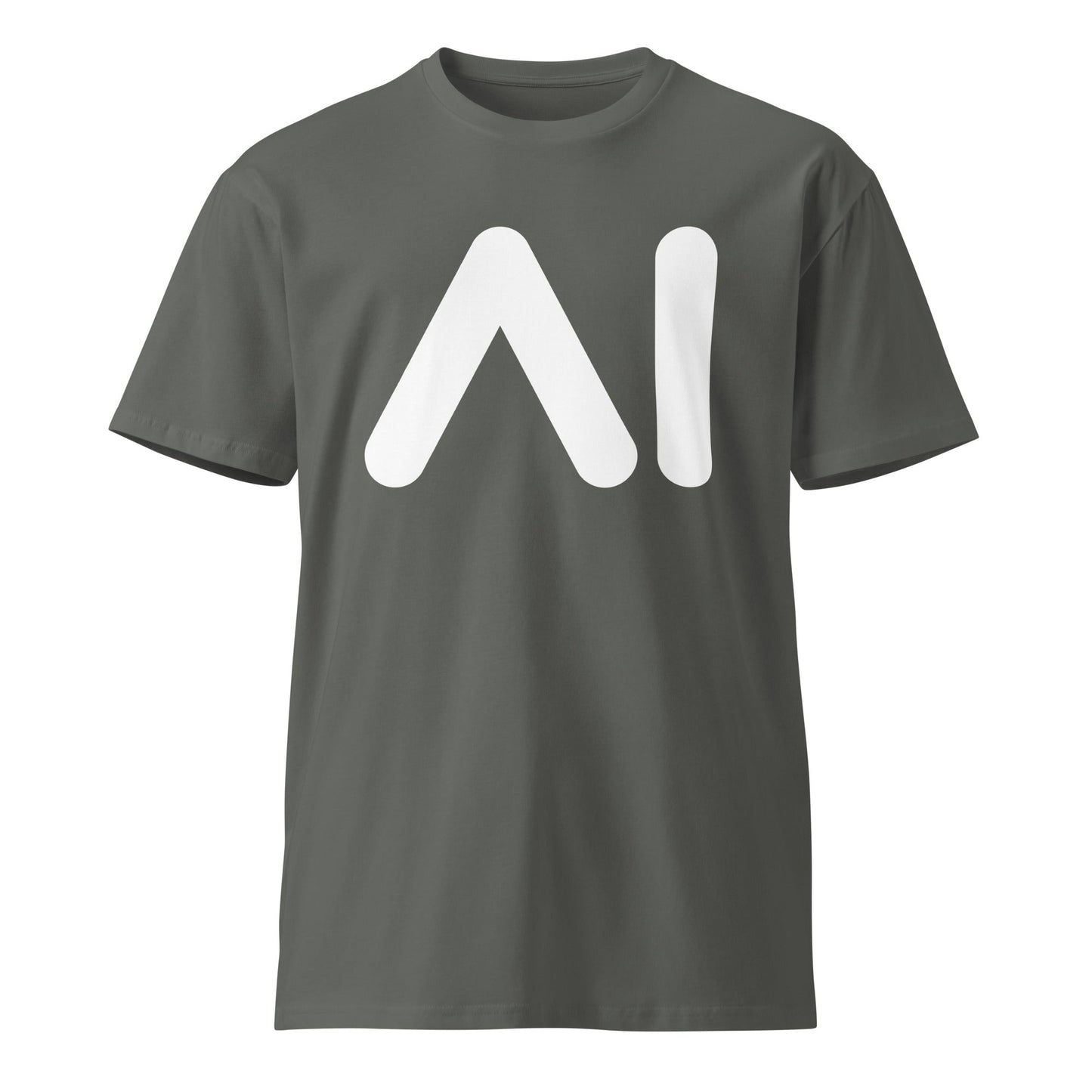Product mockup photo of the Premium AI Logo T Shirt (unisex) Charcoal / M.