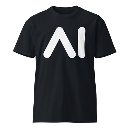 Product mockup photo of the Premium AI Logo T Shirt (unisex) Navy / M.