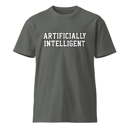 Image of the Premium ARTIFICIALLY INTELLIGENT T-Shirt (unisex) Charcoal / M.
