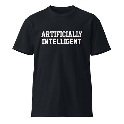 Image of the Premium ARTIFICIALLY INTELLIGENT T-Shirt (unisex) Navy / M.