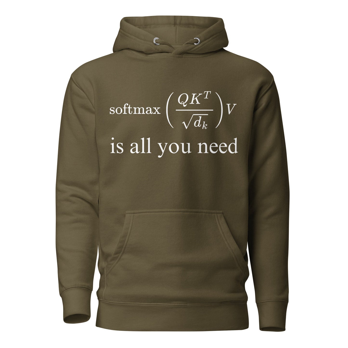 Image of the Premium Attention is All You Need Hoodie (unisex) Military Green / M.