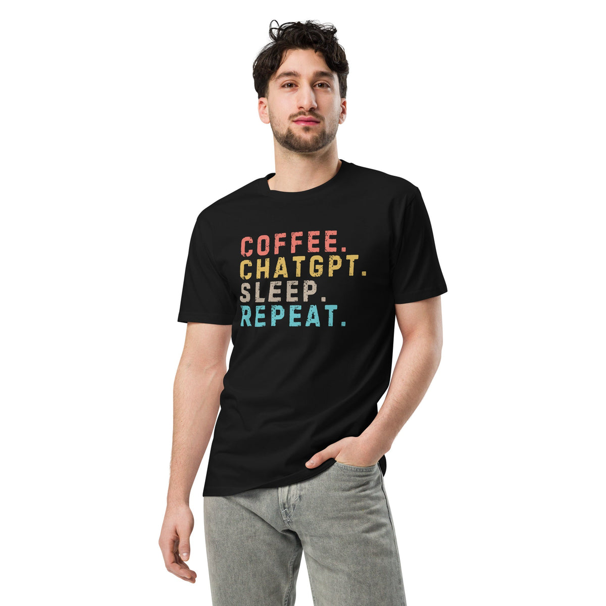 Image of the Premium Coffee. ChatGPT. Sleep. Repeat. T-Shirt (unisex).