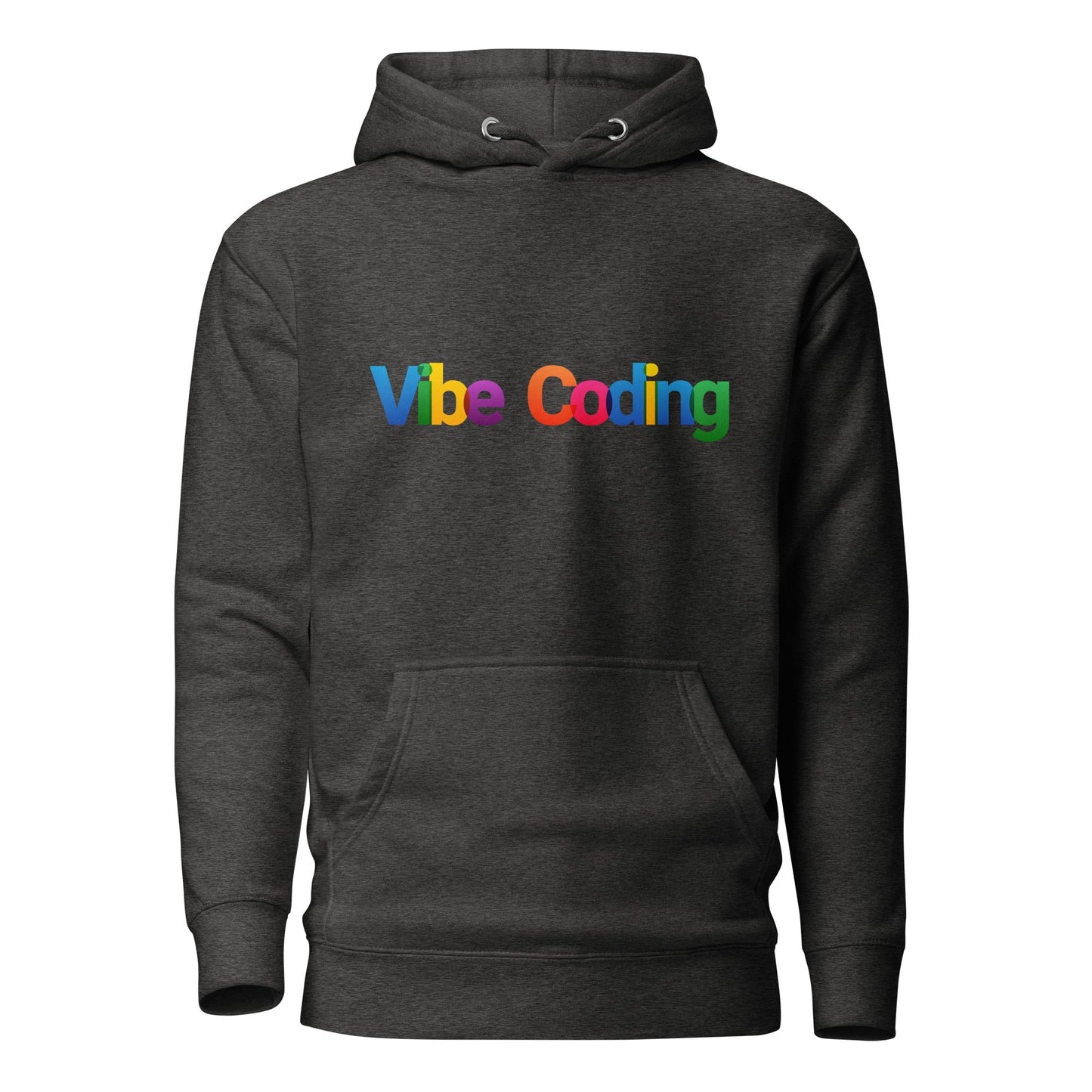 Image of the Premium Colorful Vibe Coding Hoodie (unisex) Charcoal Heather / M.