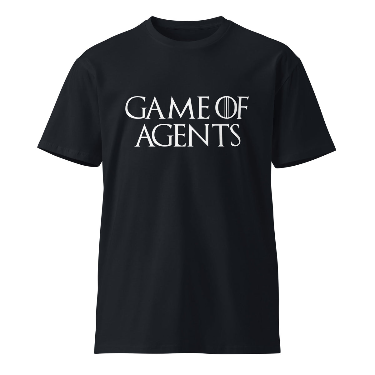 Mockup image of the Premium Game of Agents T Shirt (unisex) Navy / M.