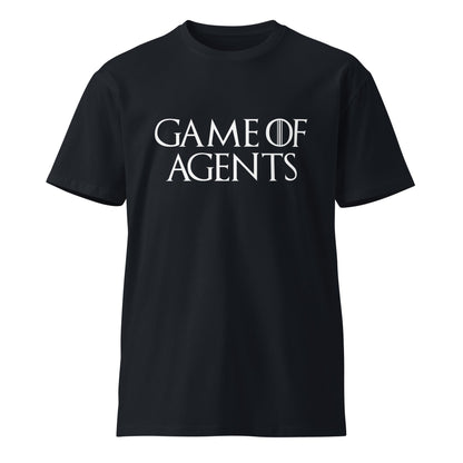 Mockup image of the Premium Game of Agents T Shirt (unisex) Navy / M.