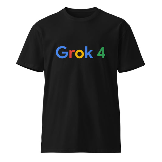 Image of the Premium Grok 4 Search Logo T-Shirt (unisex) Black / M.