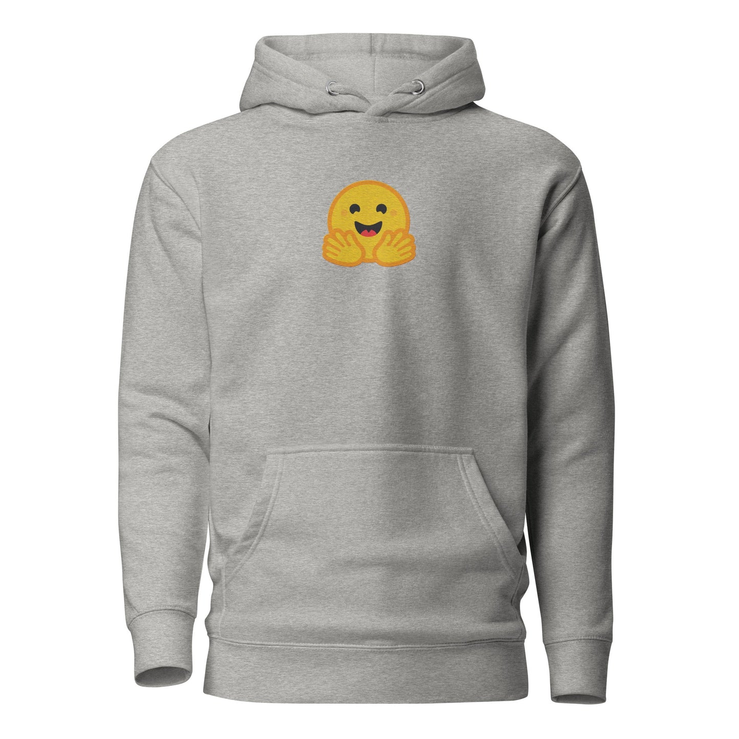 Image of the Premium Hugging Face Embroidered Hoodie (unisex) Carbon Grey / M.