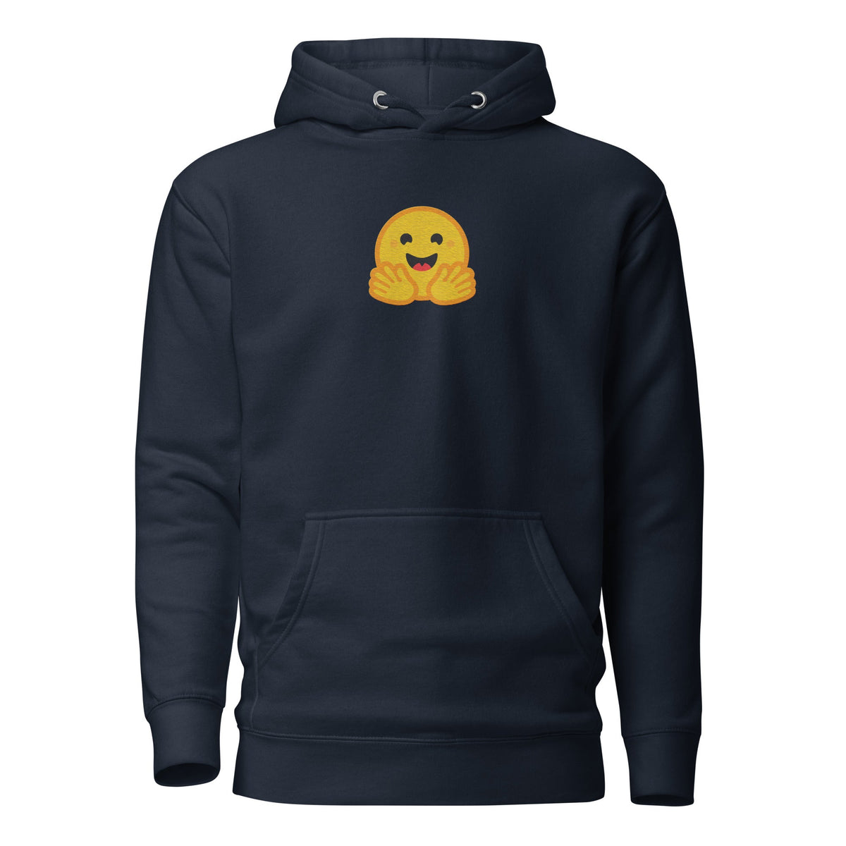 Image of the Premium Hugging Face Embroidered Hoodie (unisex) Navy Blazer / M.