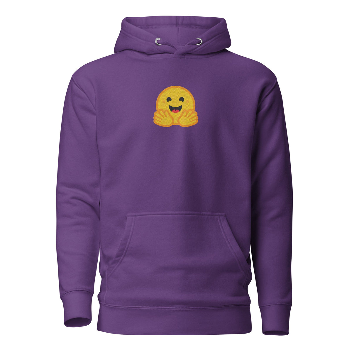 Image of the Premium Hugging Face Embroidered Hoodie (unisex) Purple / M.