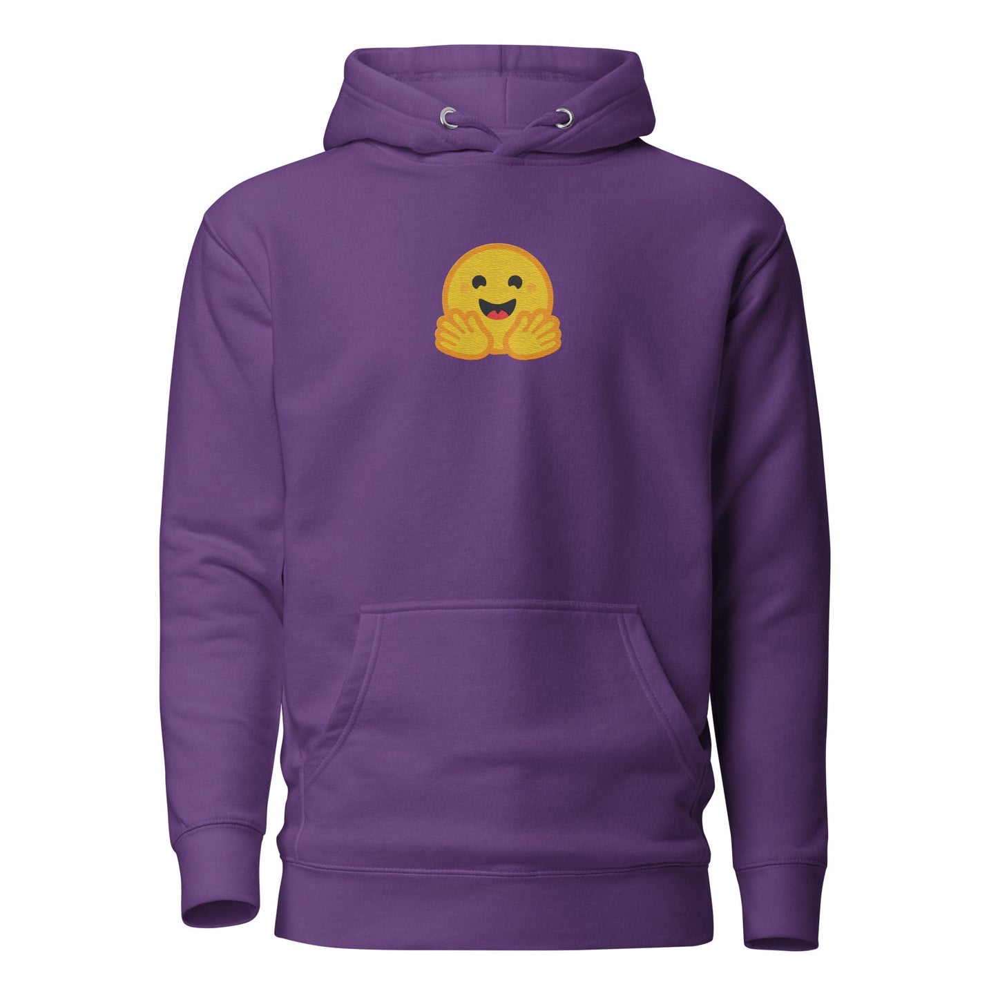 Image of the Premium Hugging Face Embroidered Hoodie (unisex) Purple / M.