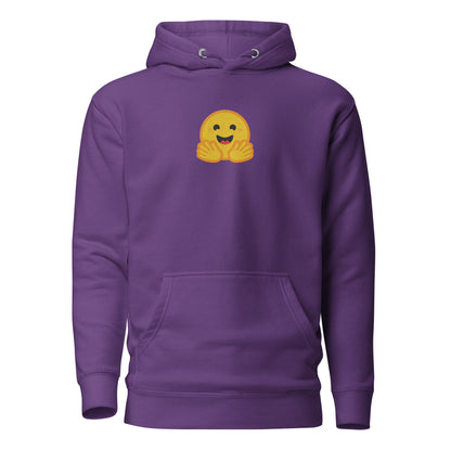 Image of the Premium Hugging Face Embroidered Hoodie (unisex) Purple / M.