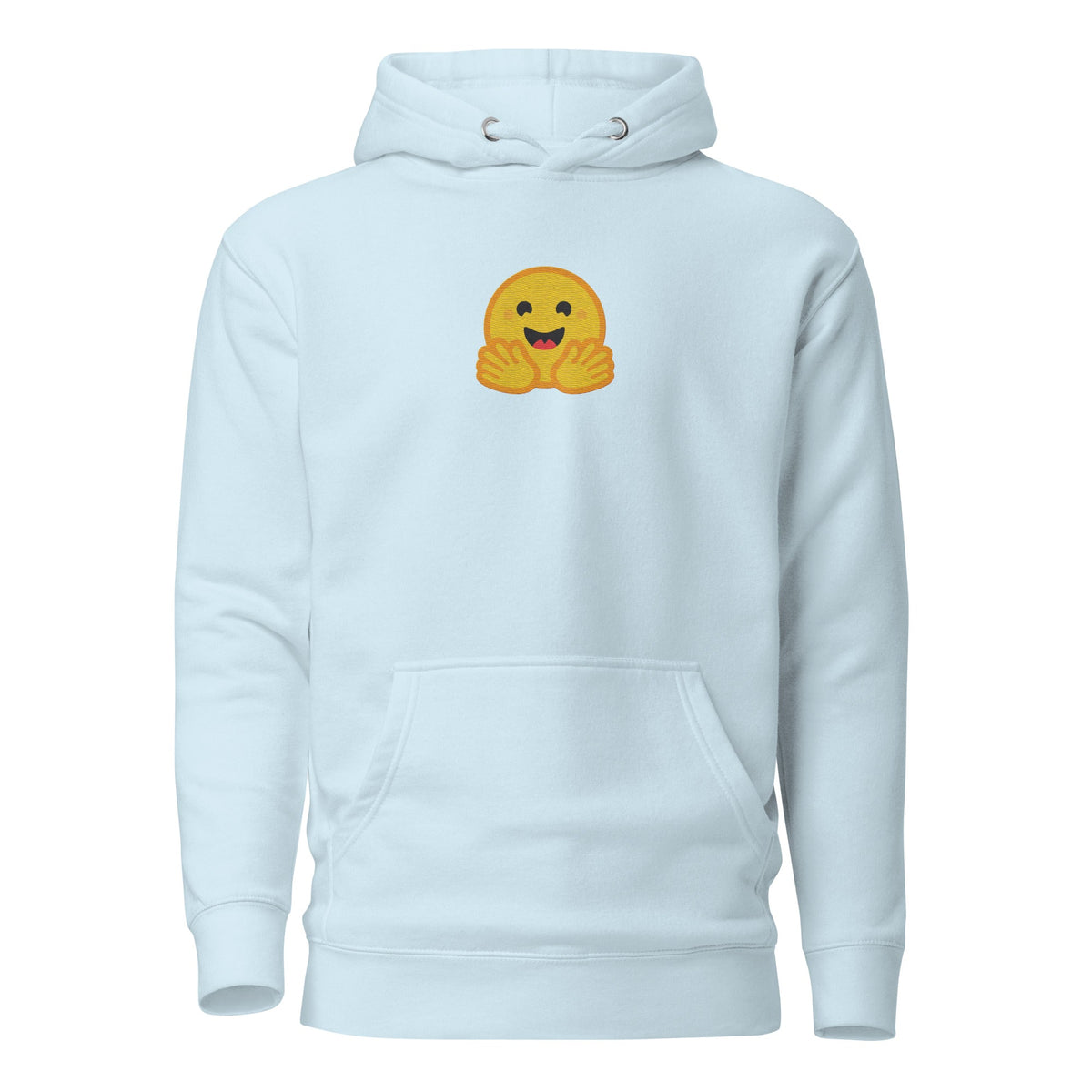 Image of the Premium Hugging Face Embroidered Hoodie (unisex) Sky Blue / M.