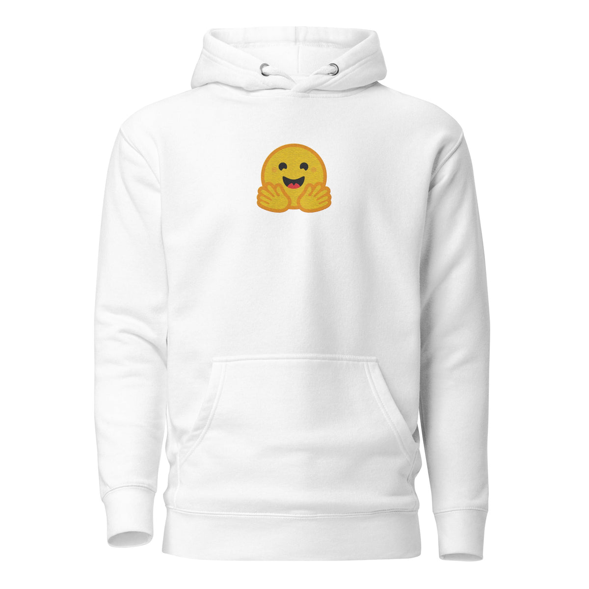 Image of the Premium Hugging Face Embroidered Hoodie (unisex) White / M.