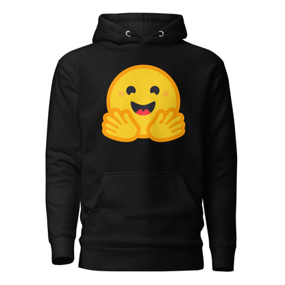 Product mockup photo of the Premium Hugging Face Hoodie (unisex) Black / M.