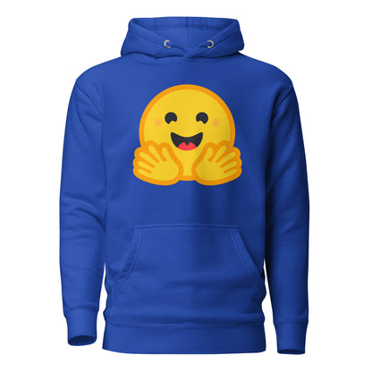 Product mockup photo of the Premium Hugging Face Hoodie (unisex) Team Royal / M.