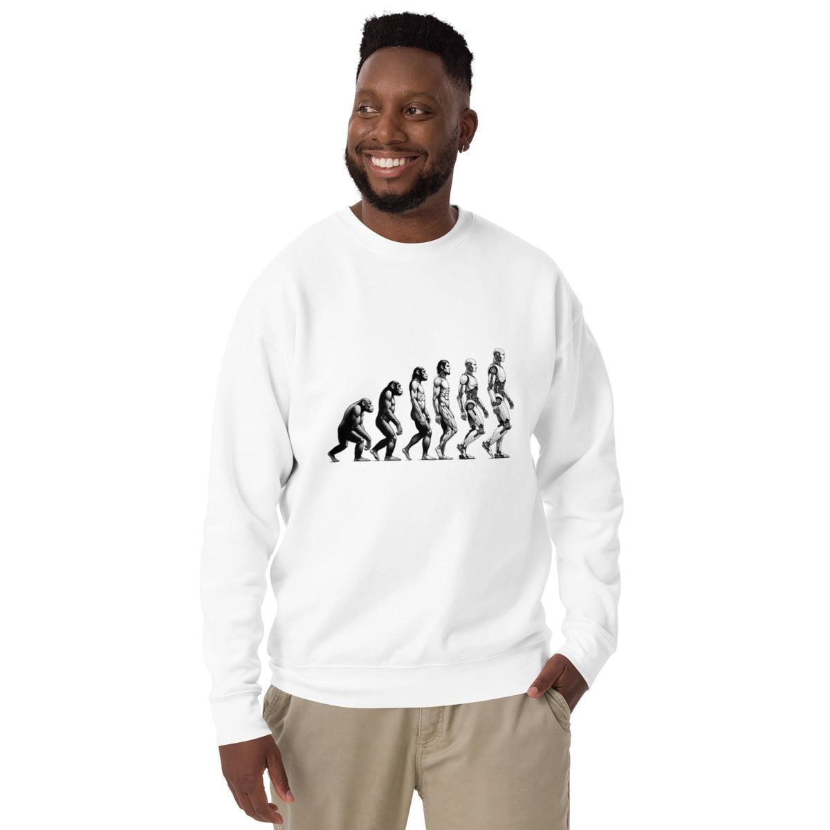 Image of the Premium Human Evolution to Robot Sweatshirt (unisex).