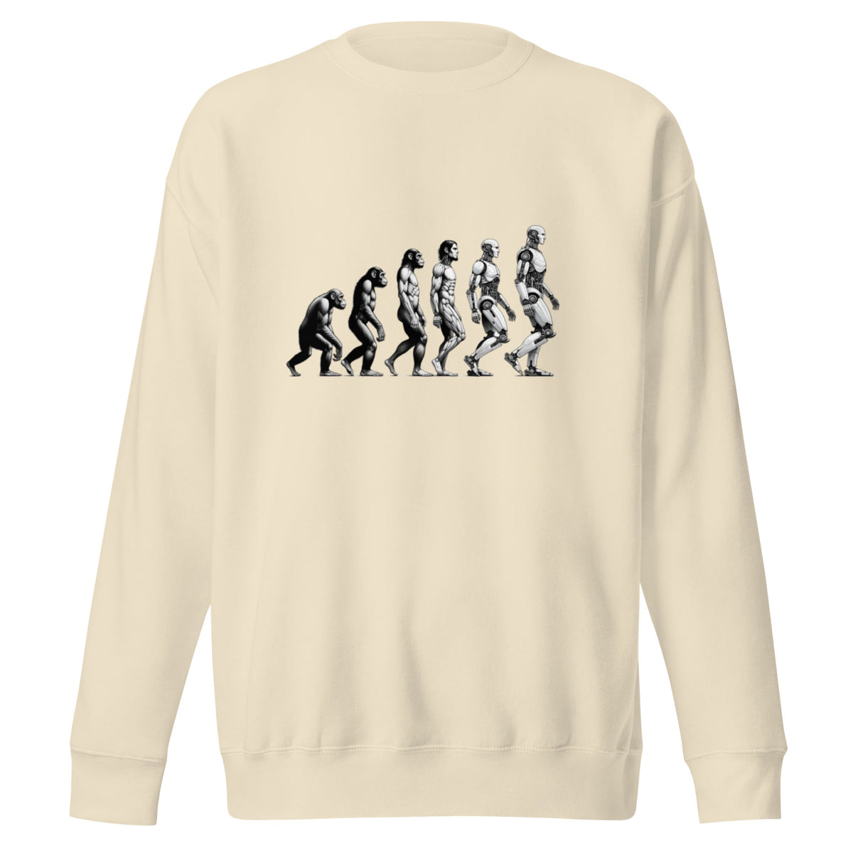 Image of the Premium Human Evolution to Robot Sweatshirt (unisex) Bone / M.
