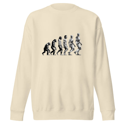 Image of the Premium Human Evolution to Robot Sweatshirt (unisex) Bone / M.