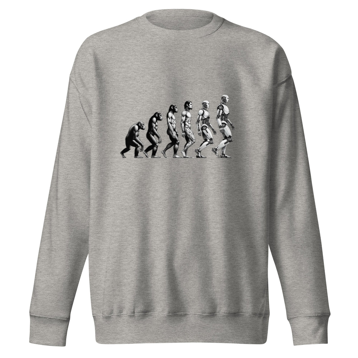 Image of the Premium Human Evolution to Robot Sweatshirt (unisex) Carbon Grey / M.