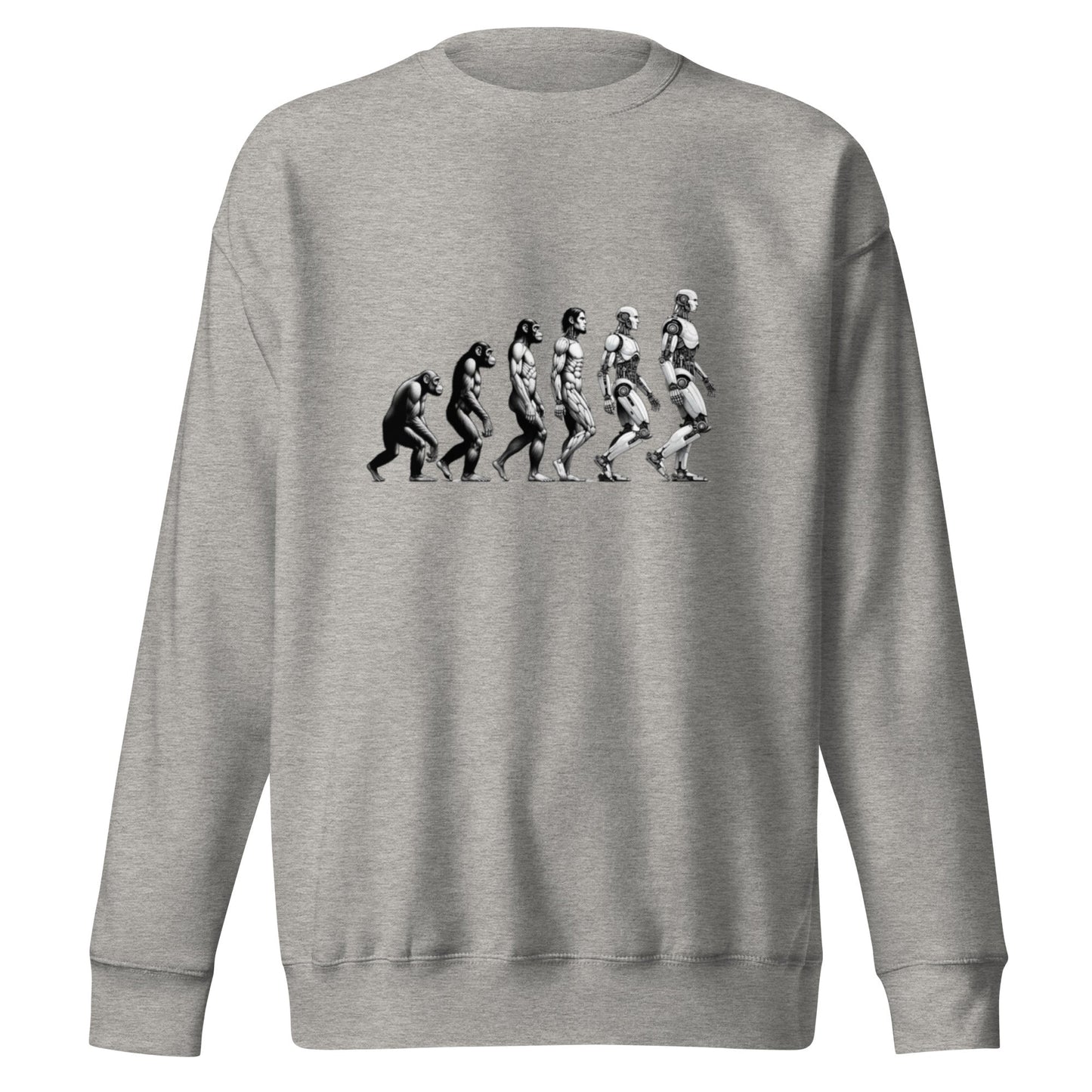 Image of the Premium Human Evolution to Robot Sweatshirt (unisex) Carbon Grey / M.