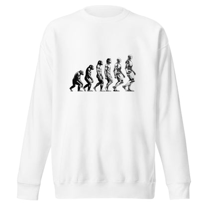 Image of the Premium Human Evolution to Robot Sweatshirt (unisex) White / M.