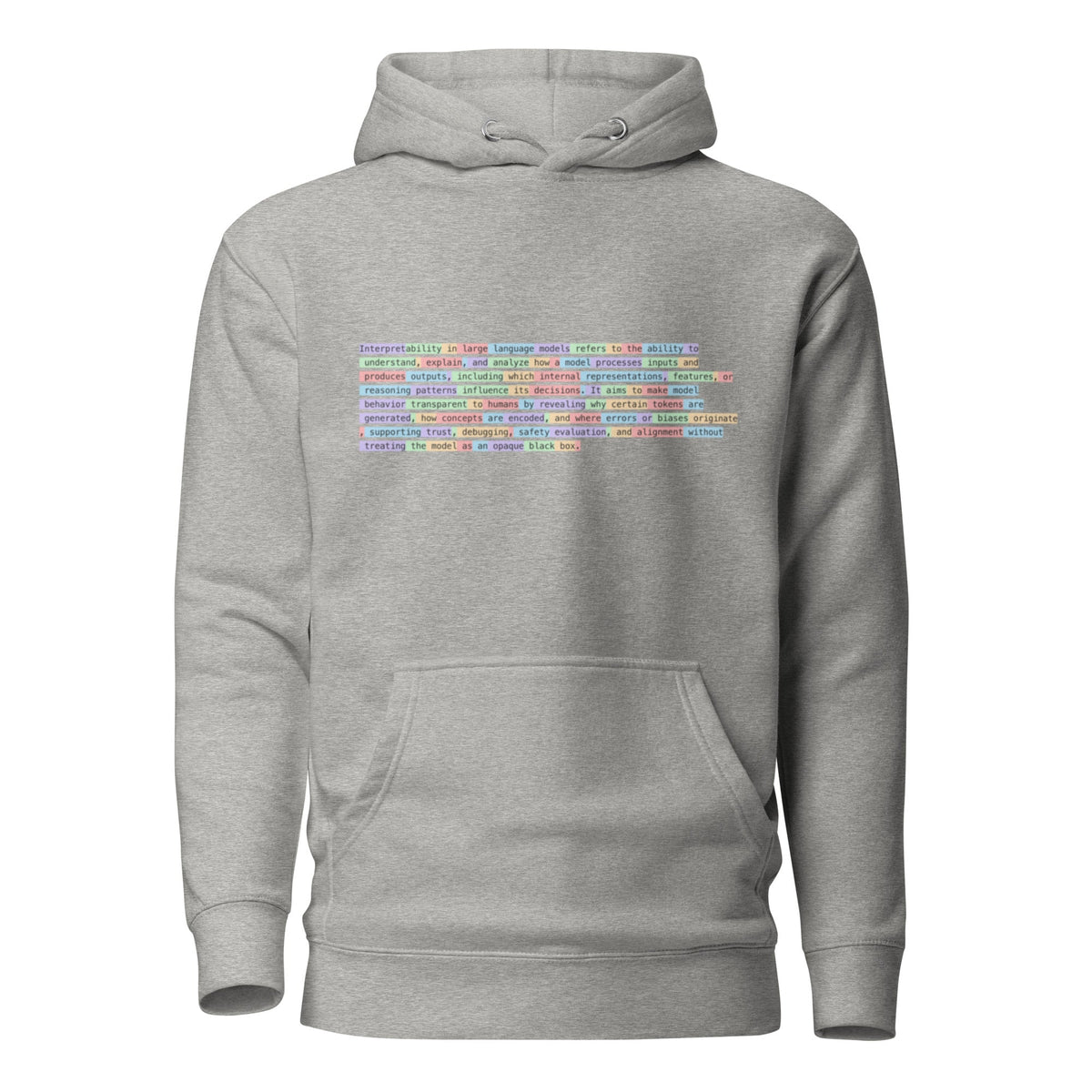 Image of the Premium Tokenized Definition of Interpretability Hoodie (unisex) Carbon Grey / M.
