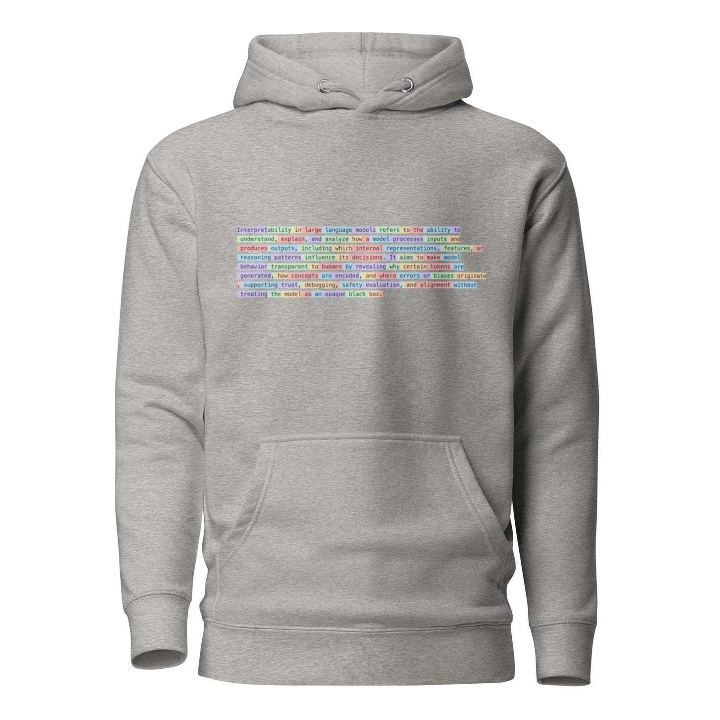Image of the Premium Tokenized Definition of Interpretability Hoodie (unisex) Carbon Grey / M.
